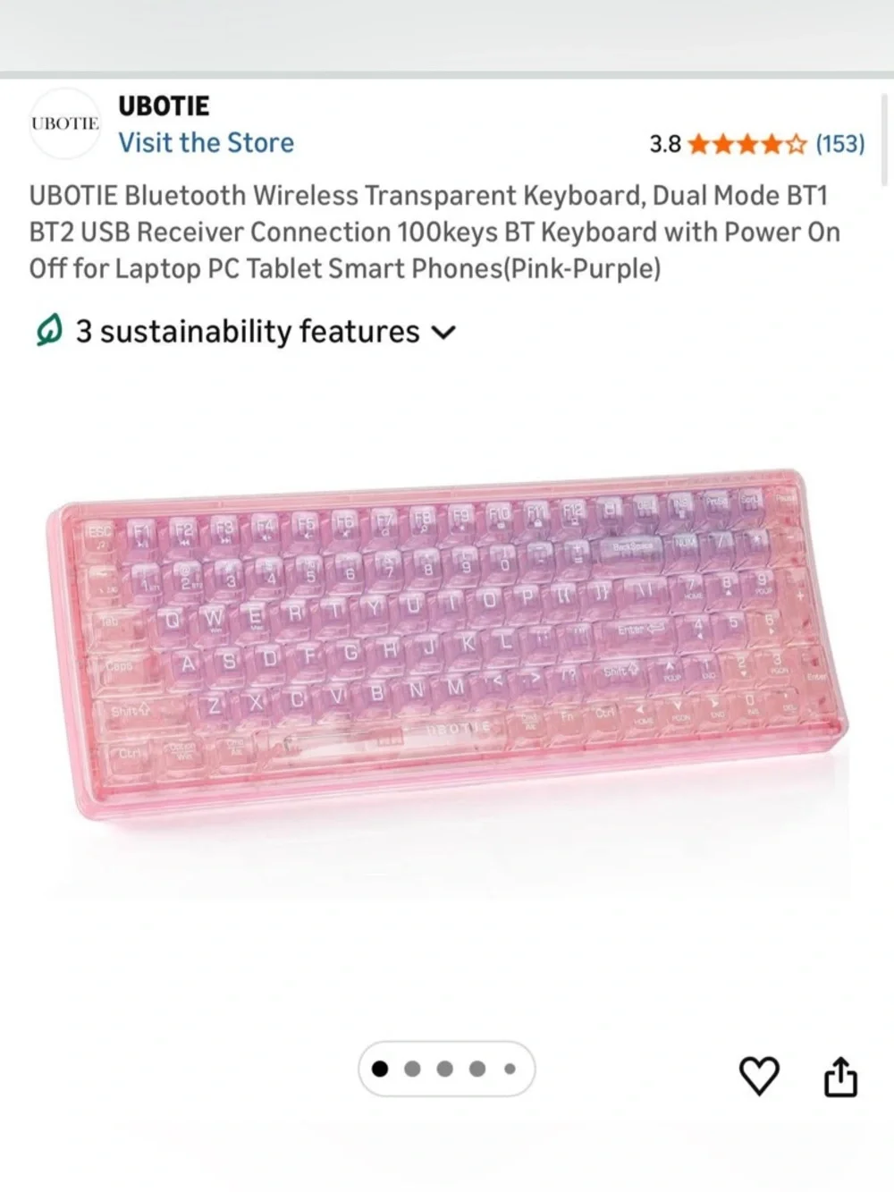 Pink Transparent Bluetooth Keyboard